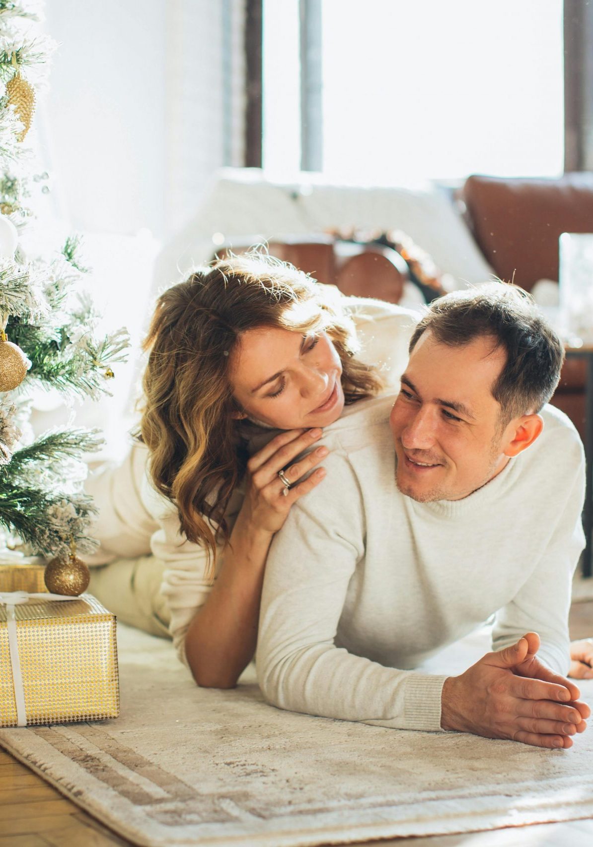 Couple enjoying quality time during the holiday season.